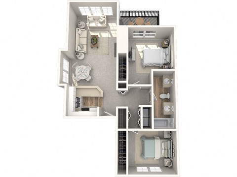 Floor plan for 2 beds, 1 bath, 1030 sqft